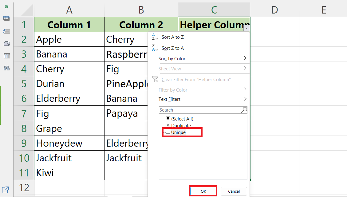 How To Compare Two Columns In Microsoft Excel And Remove The Duplicates