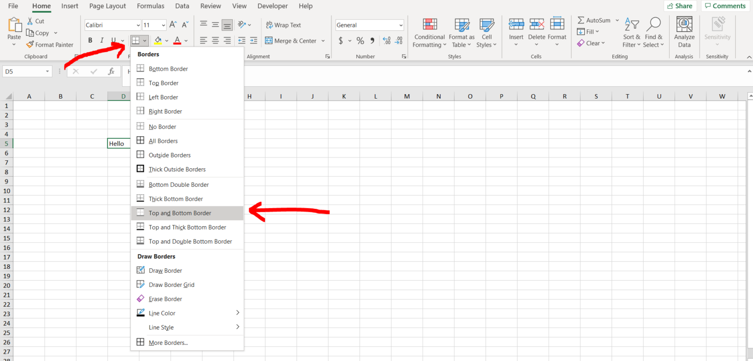 How To Apply Top And Bottom Border In Excel Spreadcheaters