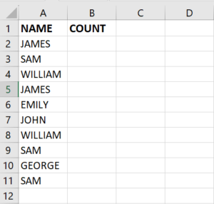 How To Count A List Of Names In Excel | SpreadCheaters