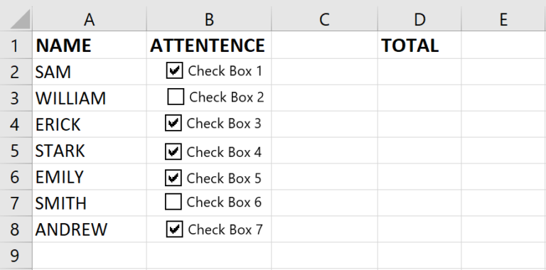 How To Count Checkboxes In Excel