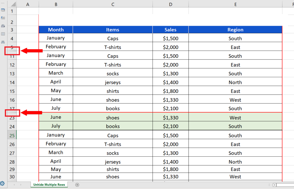 How To Unhide Multiple Rows In Excel Spreadcheaters 0302