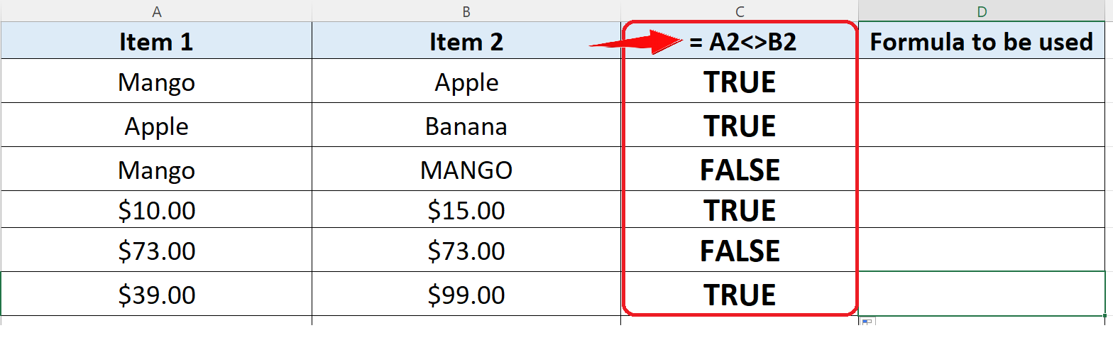 How To Use Not Equal In Excel