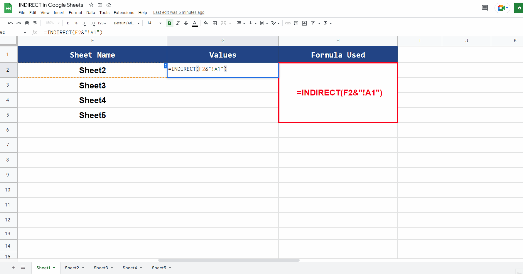 How To Use INDIRECT Function In Google Sheets