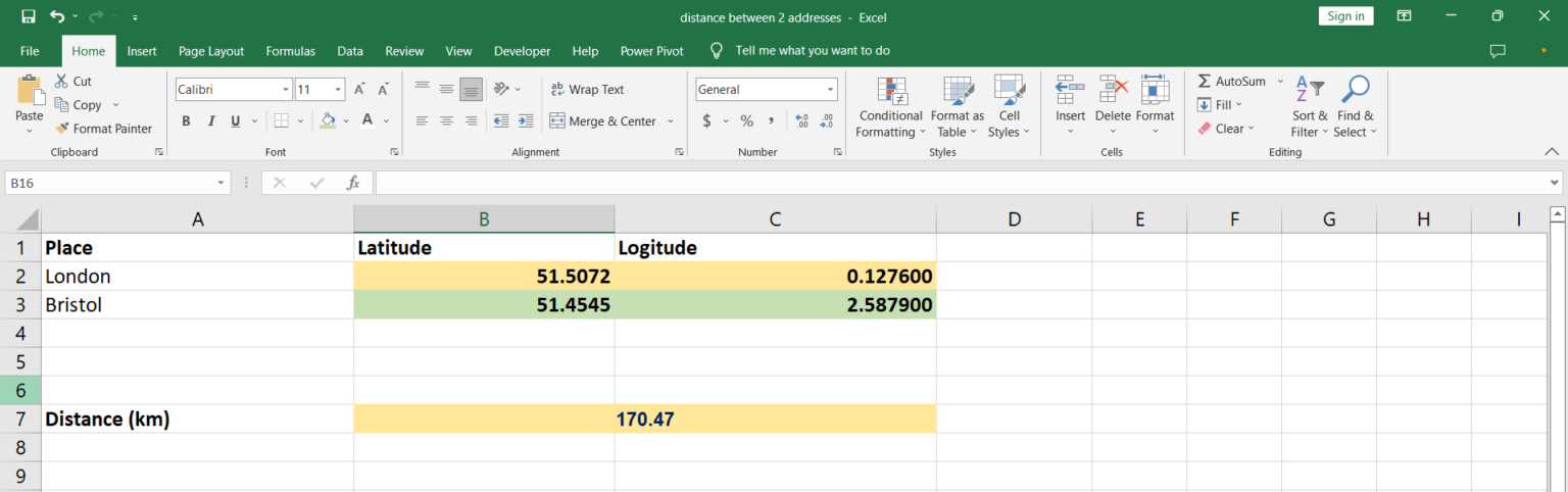 how-to-calculate-the-distance-between-two-addresses-in-excel