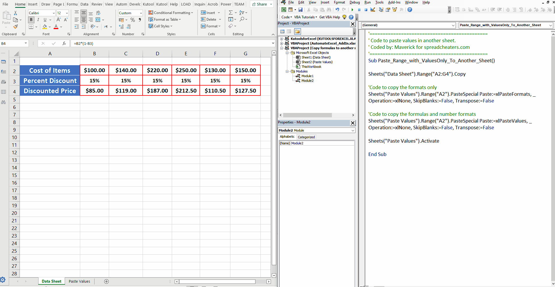How To Paste Values Using Vba In Excel Spreadcheaters 9985