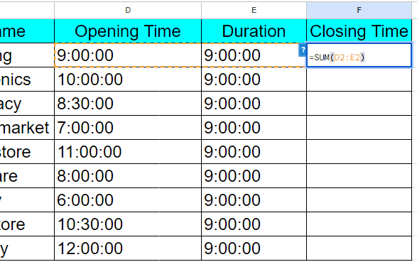 How To Add Hours On Google Sheets