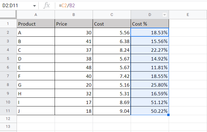 how-to-calculate-percentage-in-google-sheets-spreadcheaters