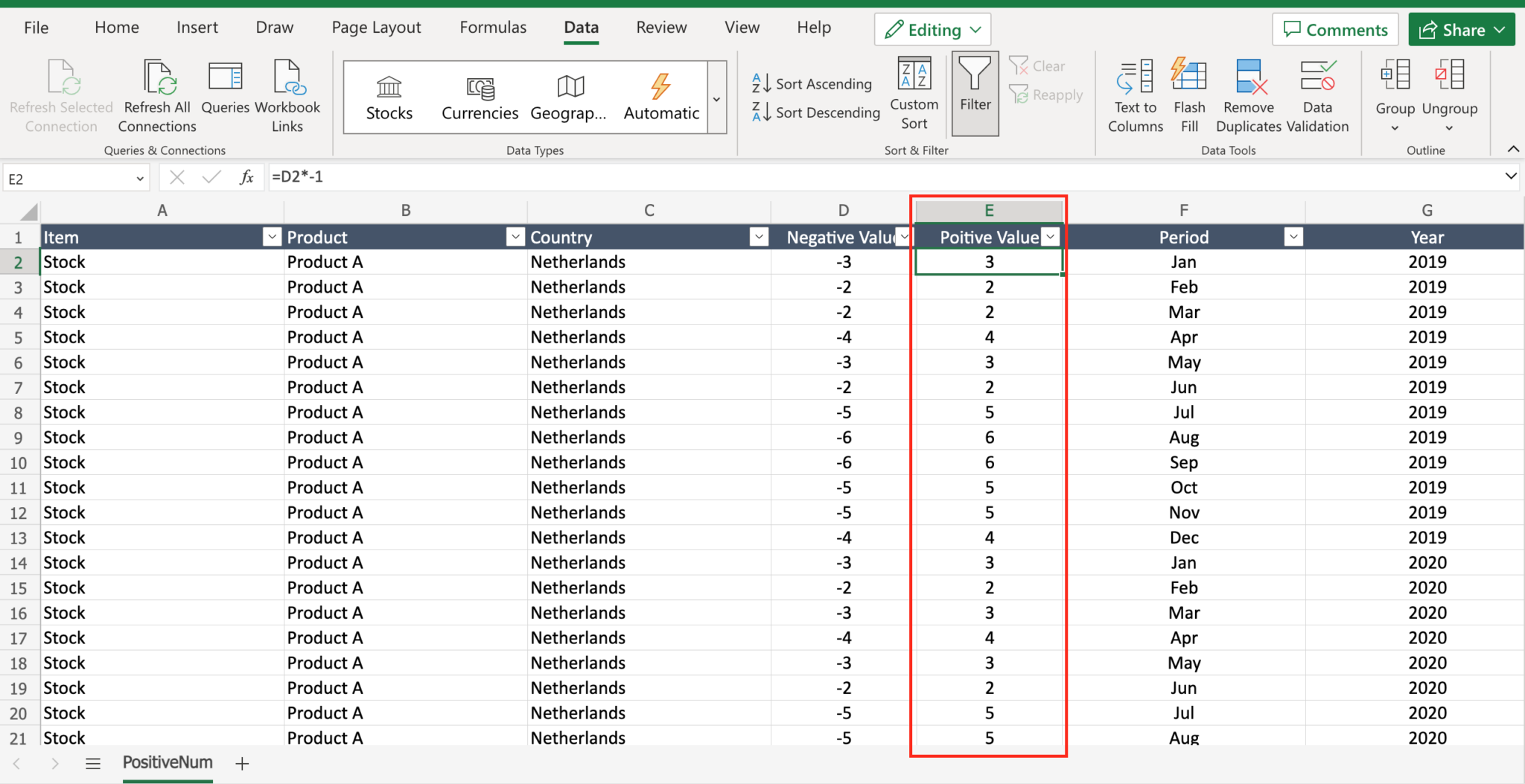 How To Create Negative Numbers In Excel