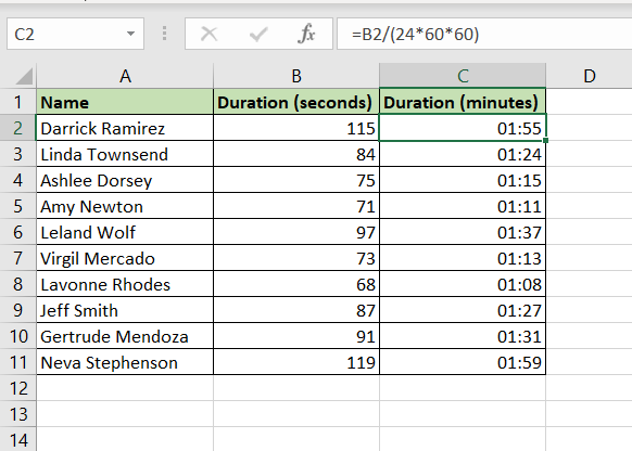 How to convert seconds to minutes in Excel - SpreadCheaters