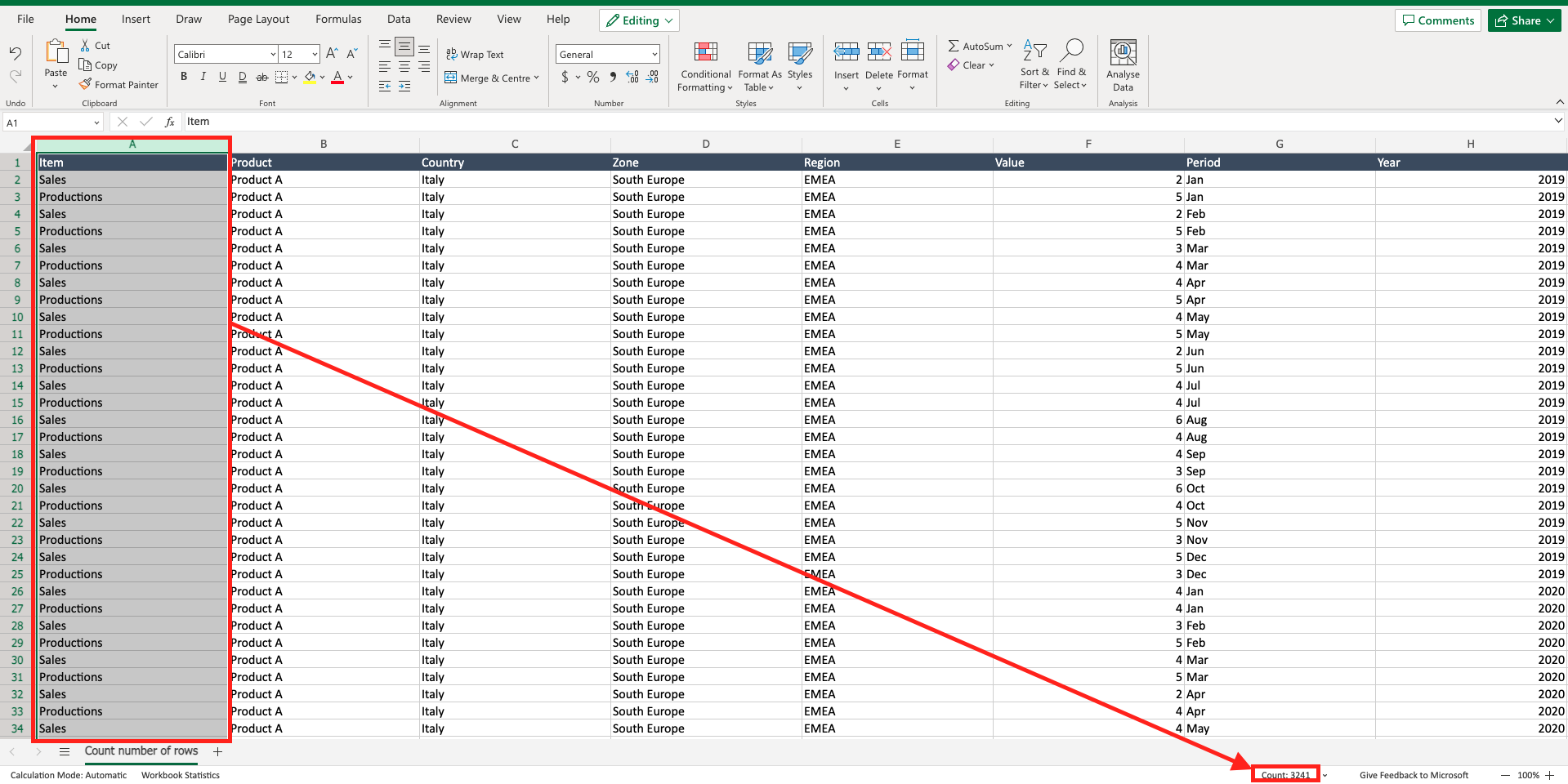 How To Count Number Of Colored Rows In Excel