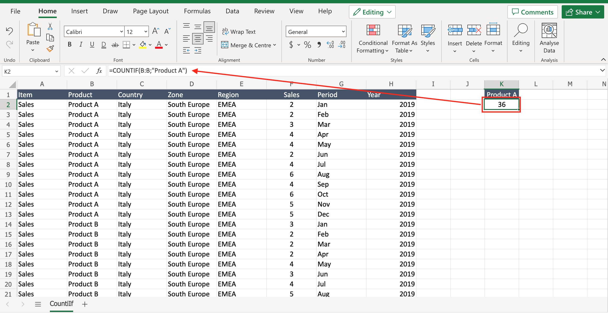 Excel Count How Many Occurrences