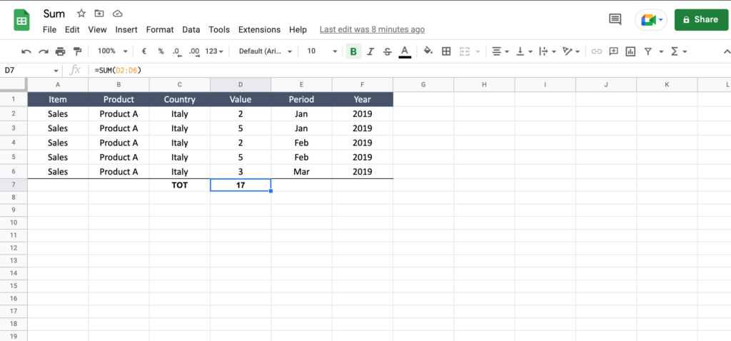 How To Write A Sum In Google Sheets