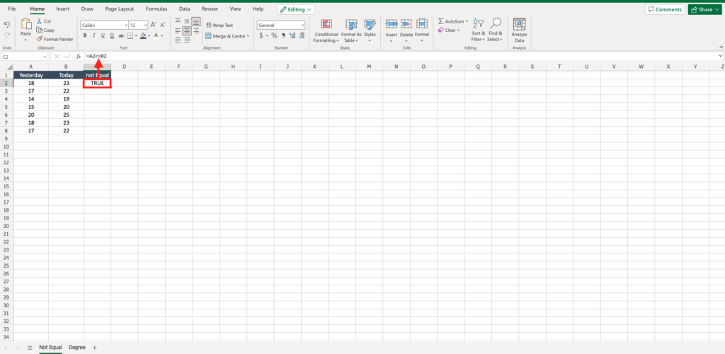 How To Do The Not Equal In Excel | SpreadCheaters