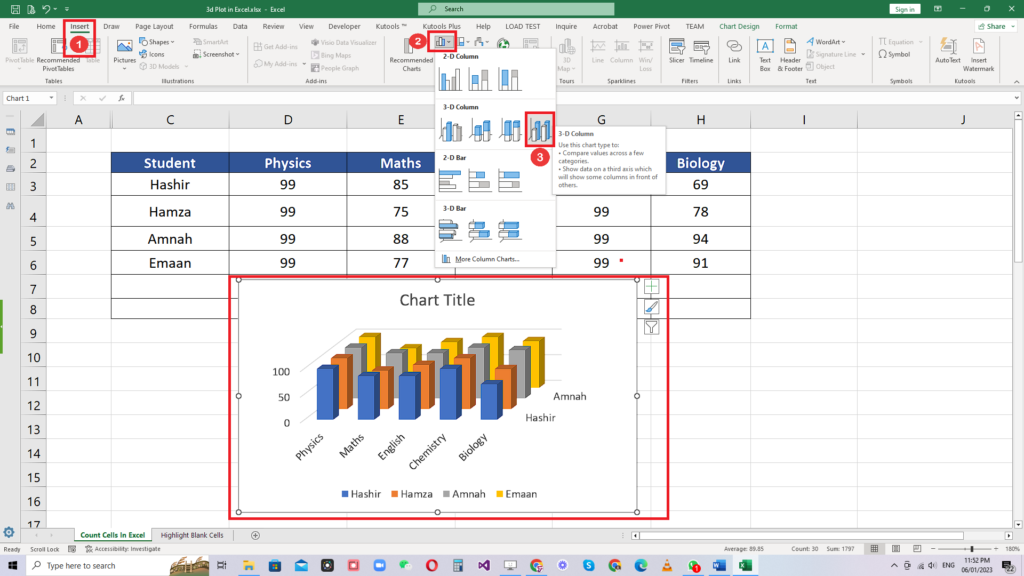 How to insert a 3D plot in Excel - SpreadCheaters