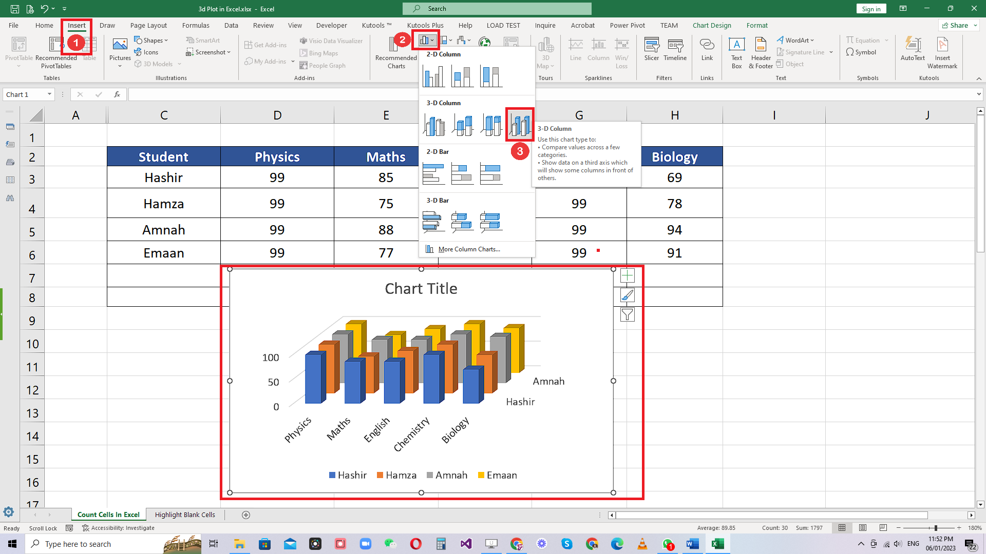 How To Insert A 3D Plot In Excel | SpreadCheaters