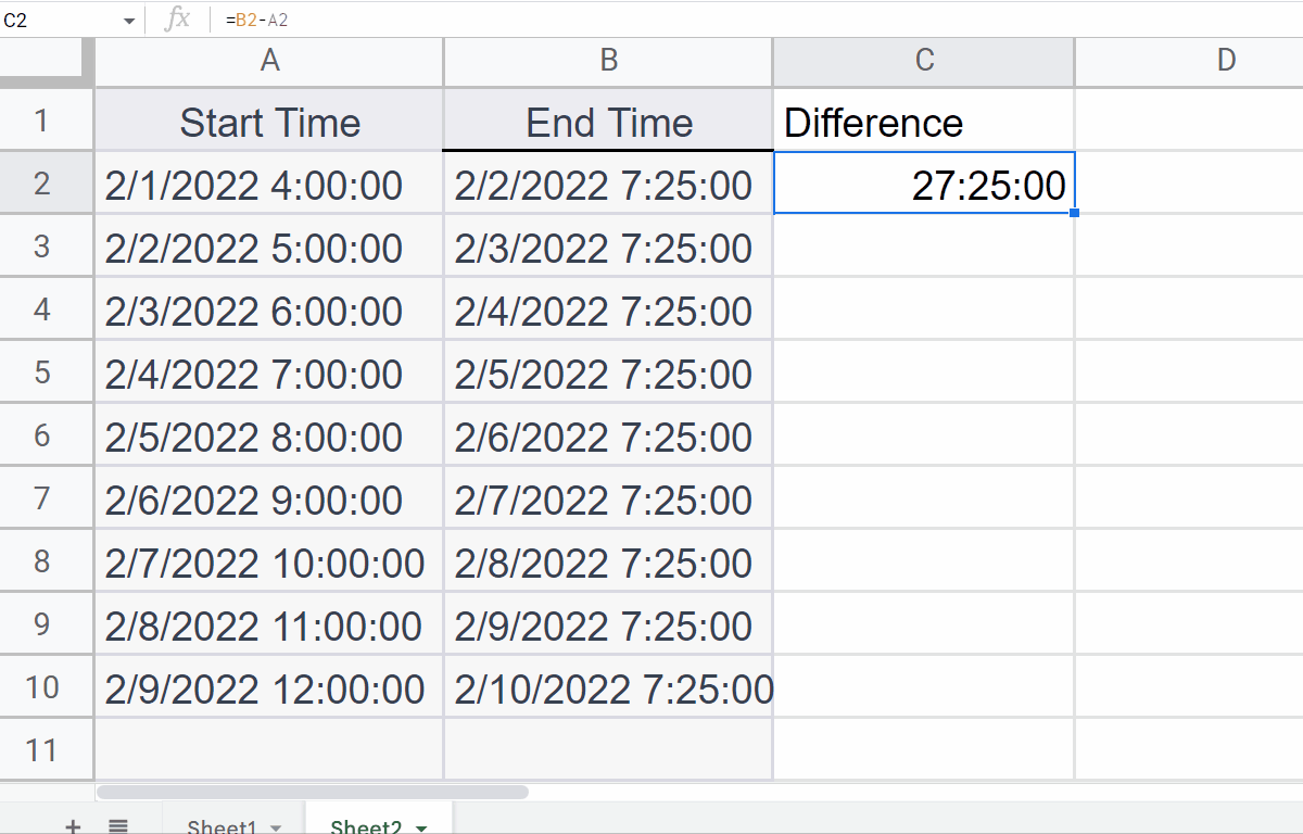 Add And Subtract Time Google Sheets