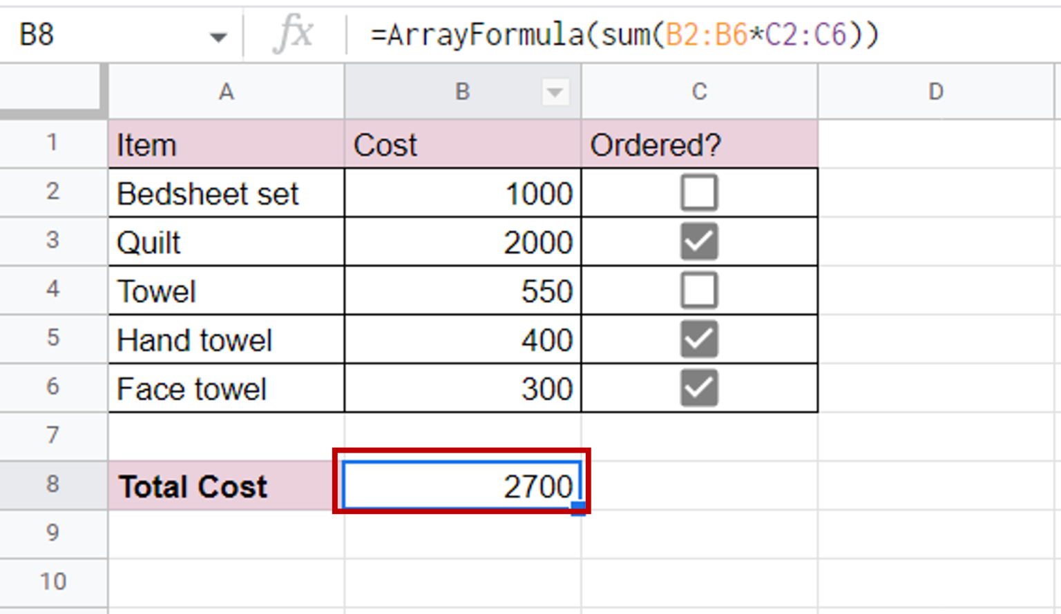 How to sum checkboxes in google sheets spreadcheaters