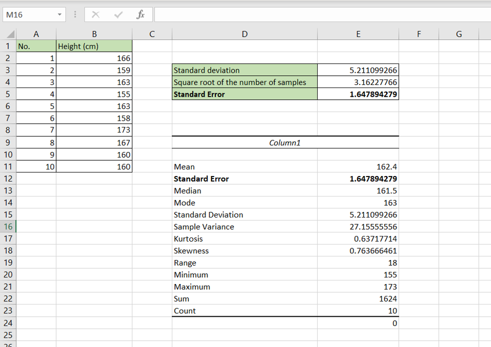 How To Calculate Standard Error In Excel Graph