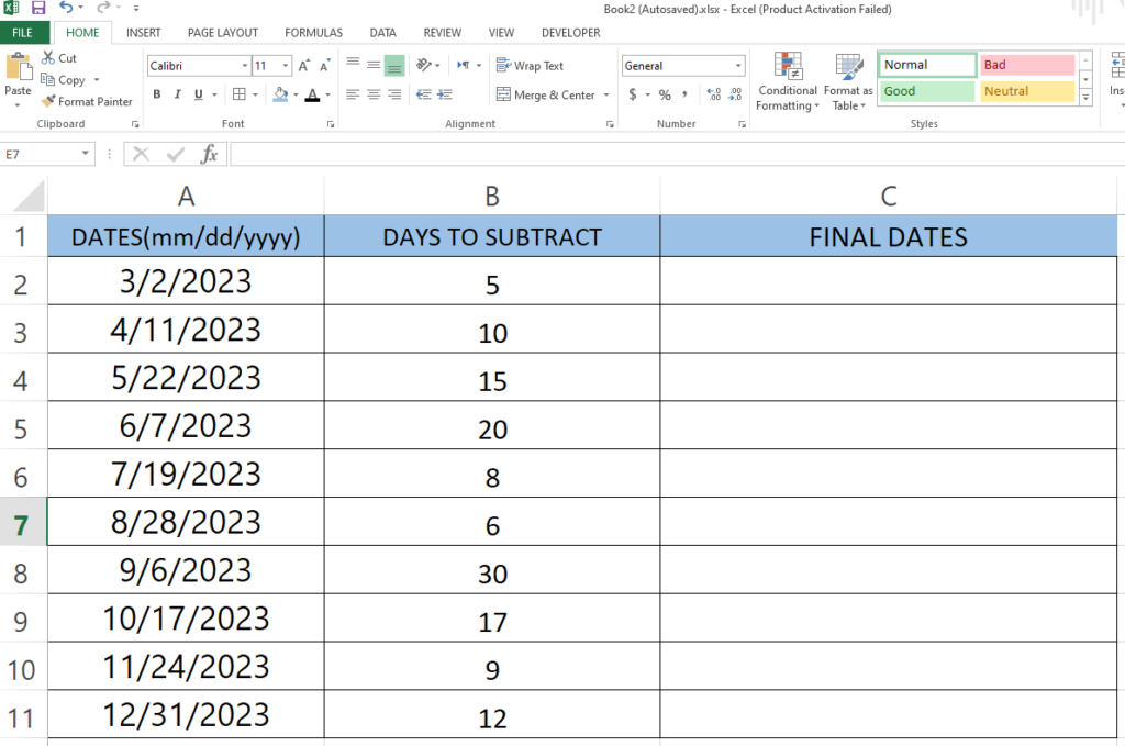 How To Subtract Days From Date In Excel SpreadCheaters