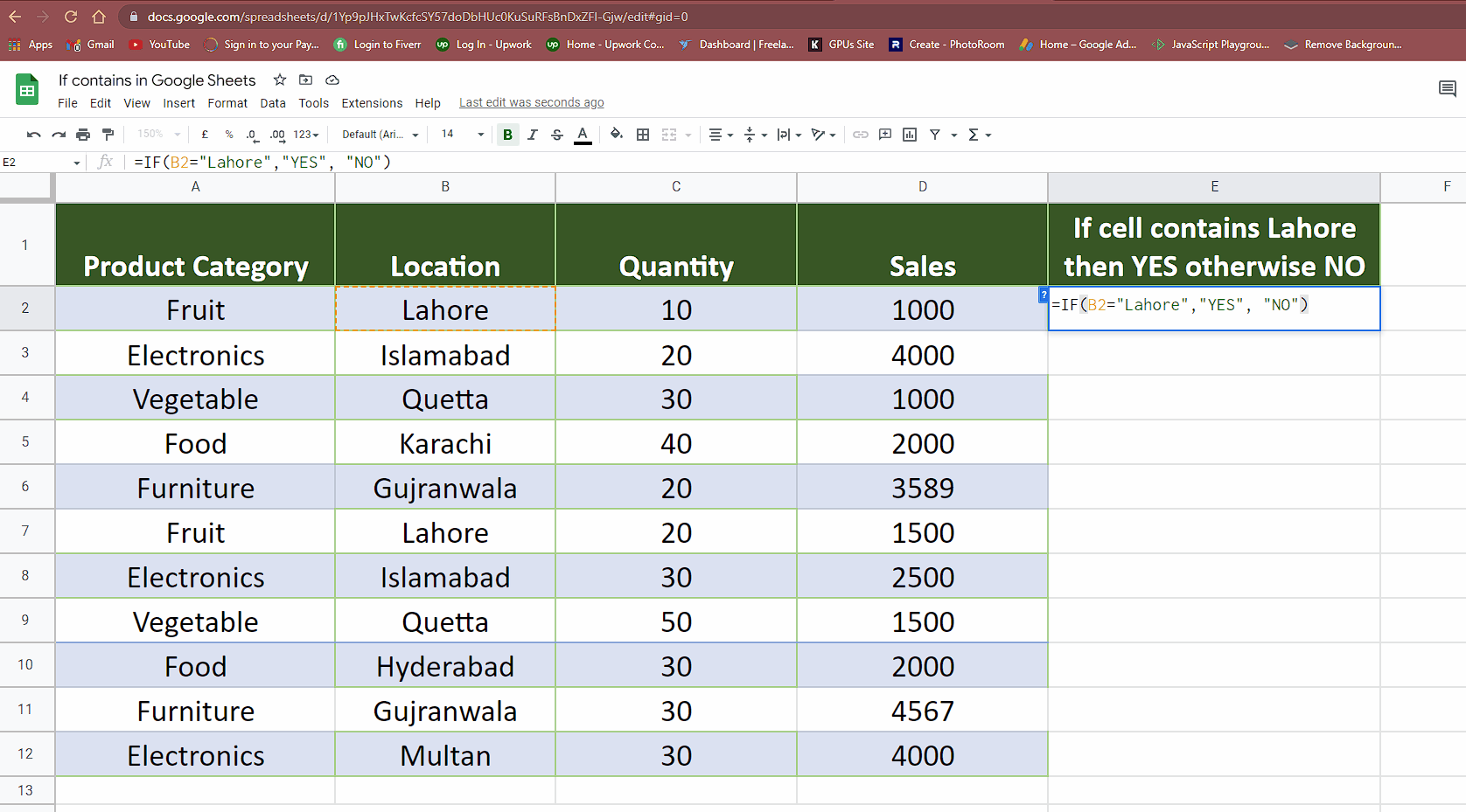 How To Determine If A Cell Contains A Specific Text In Google Sheets