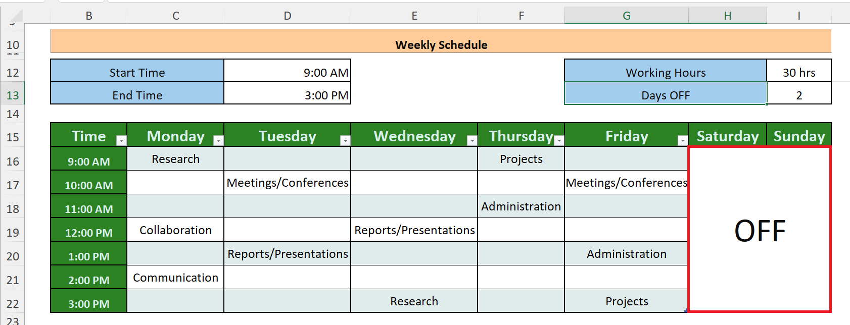 How To Create A Weekly Schedule In Microsoft Excel | SpreadCheaters