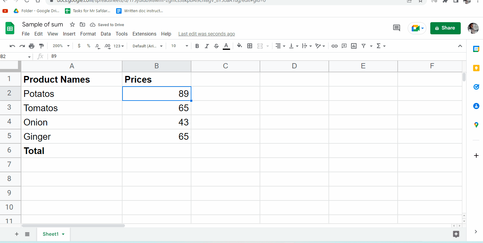 How To Insert A Sum Formula In Google Sheets