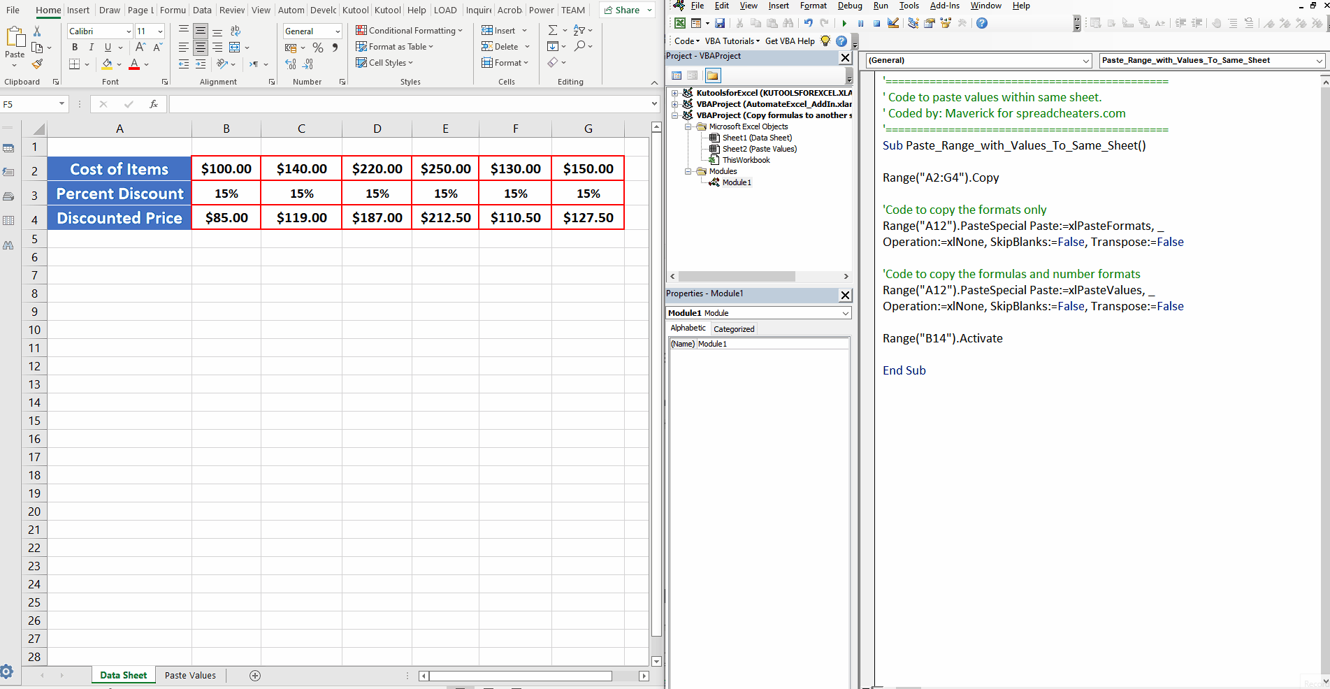 How To Paste Values Using VBA In Excel | SpreadCheaters