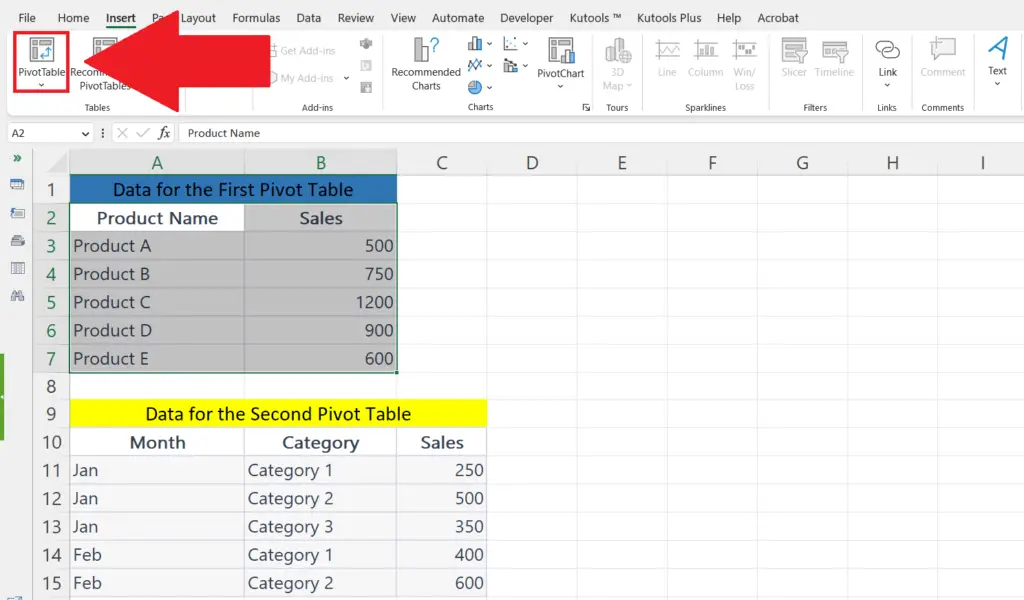 add second worksheet to pivot table