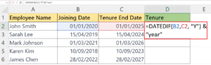 Average tenure Excel