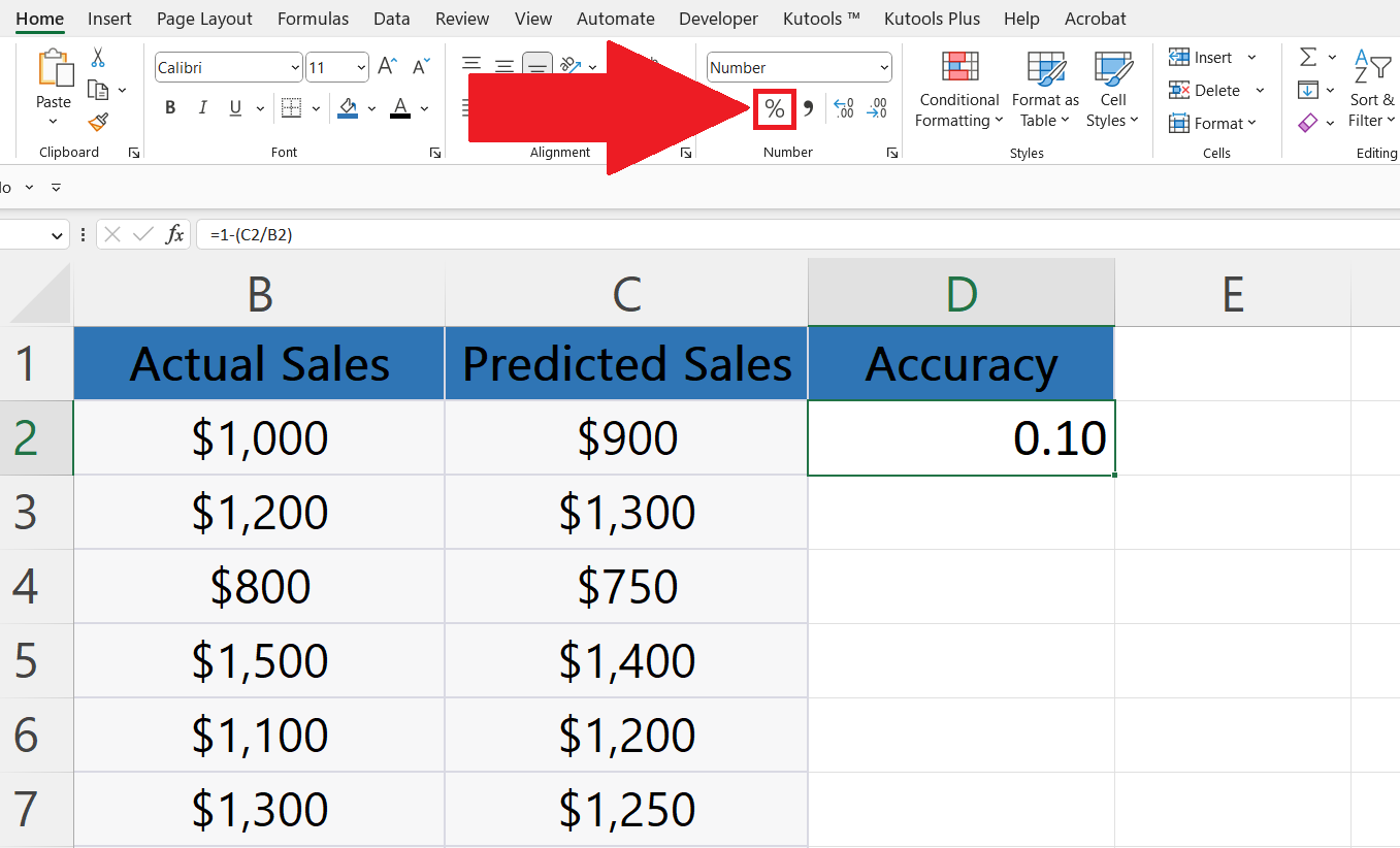 How To Calculate Accuracy In Microsoft Excel | SpreadCheaters