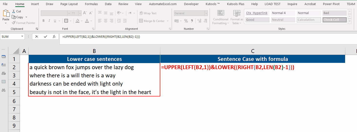 How To Create Sentence Case In Excel SpreadCheaters