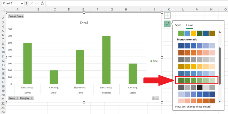 How To Change Colors In An Excel Pivot Chart | SpreadCheaters