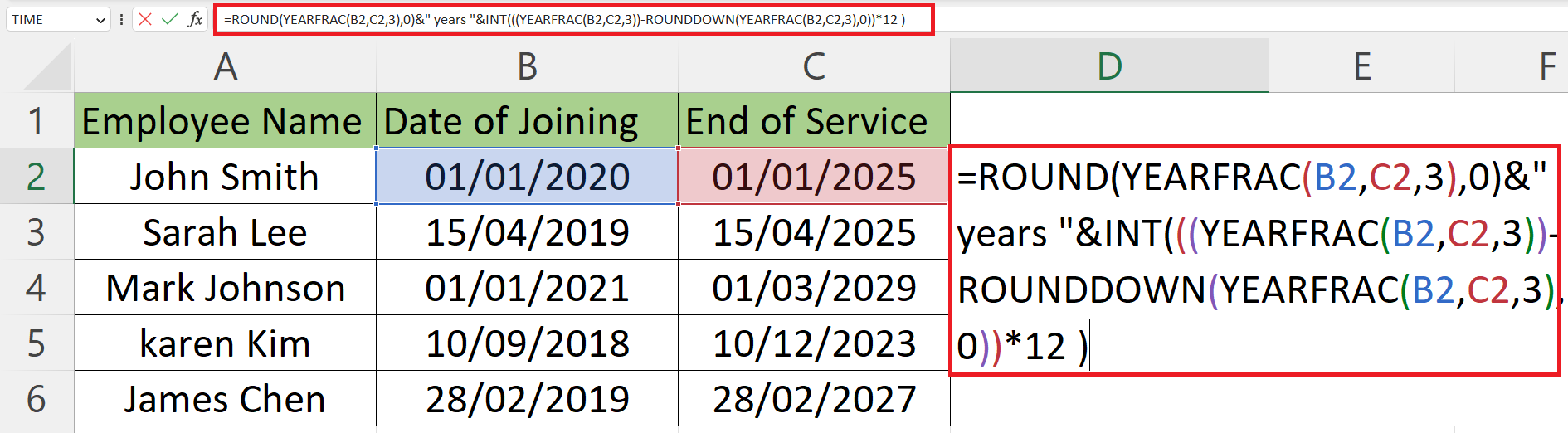 How To Calculate The Length Of Service In Microsoft Excel SpreadCheaters