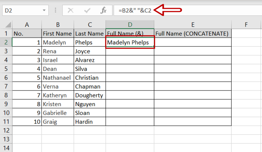 How To Add Text In Excel Cells Together | SpreadCheaters