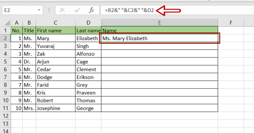 How To Combine Columns In Excel With A Space | SpreadCheaters