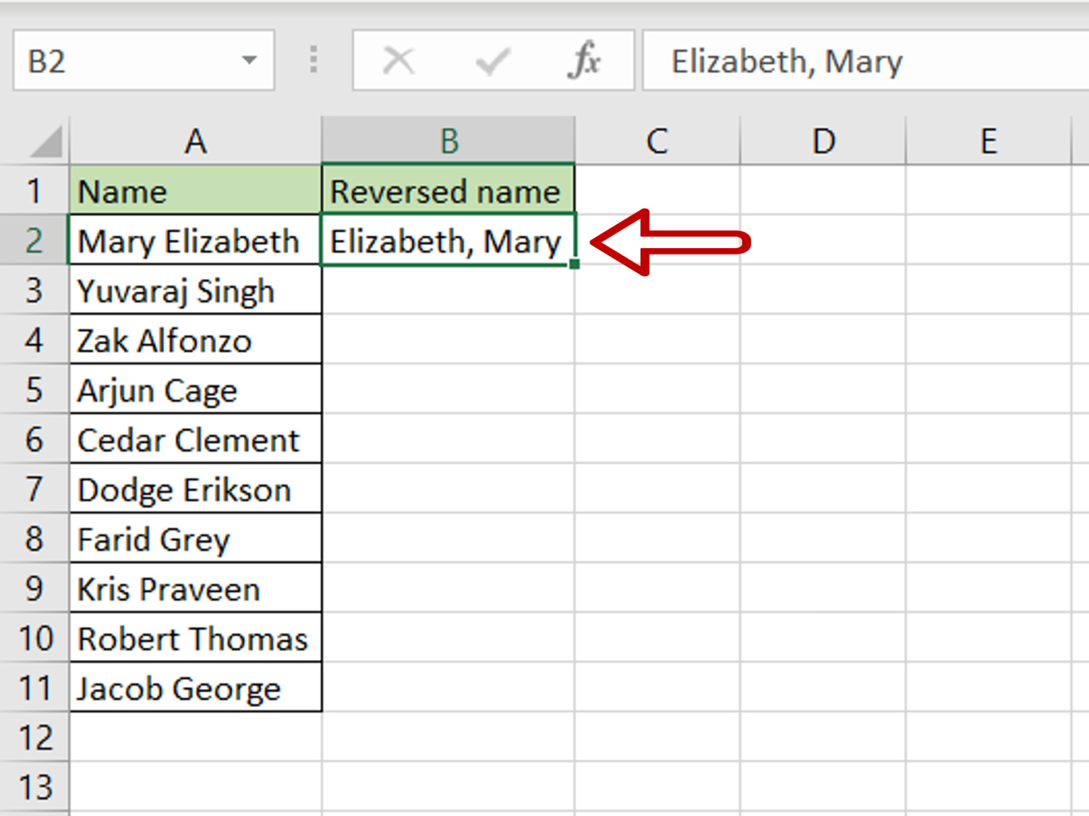 How To Reverse Names In Excel Spreadcheaters 5532