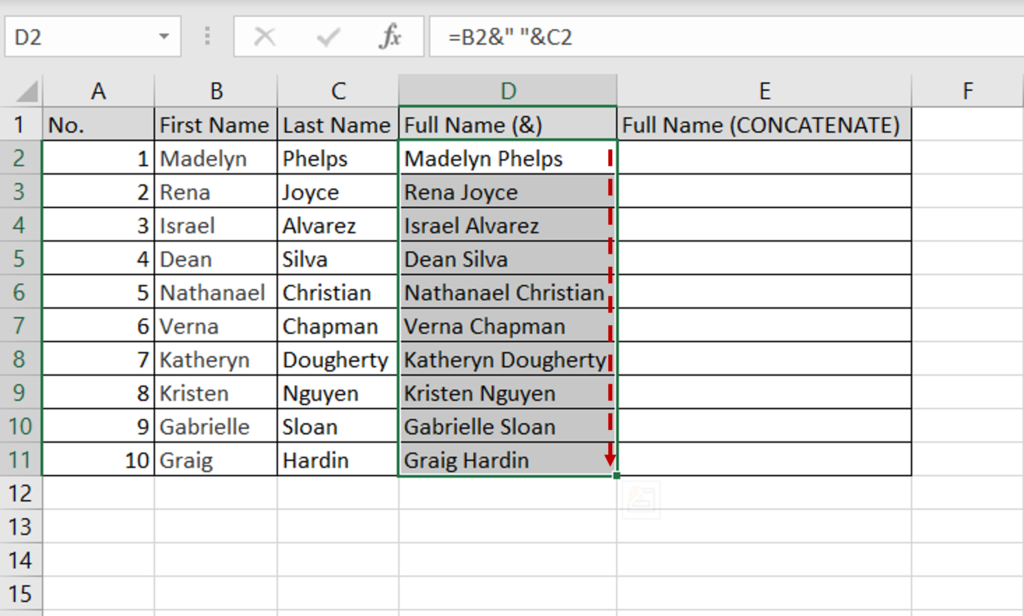 How To Add Text In Excel Cells Together | SpreadCheaters