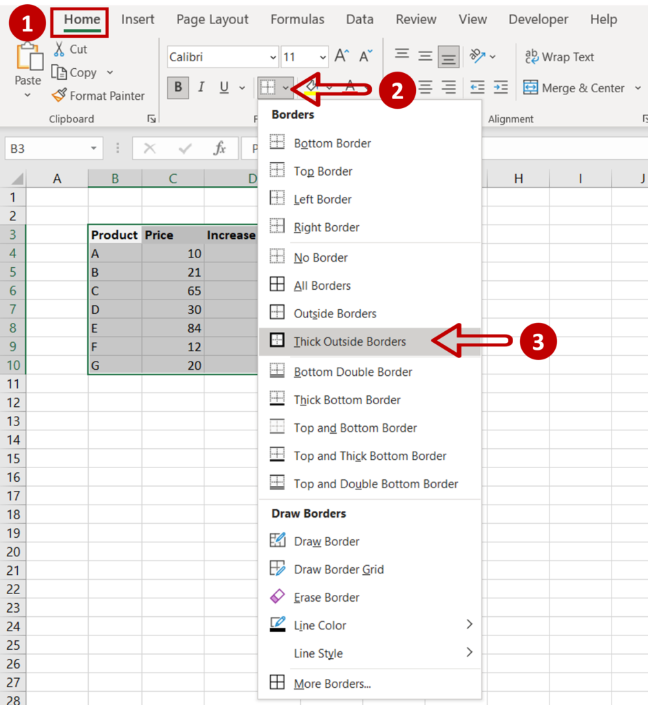 How To Apply Thick Outside Borders In Excel | SpreadCheaters