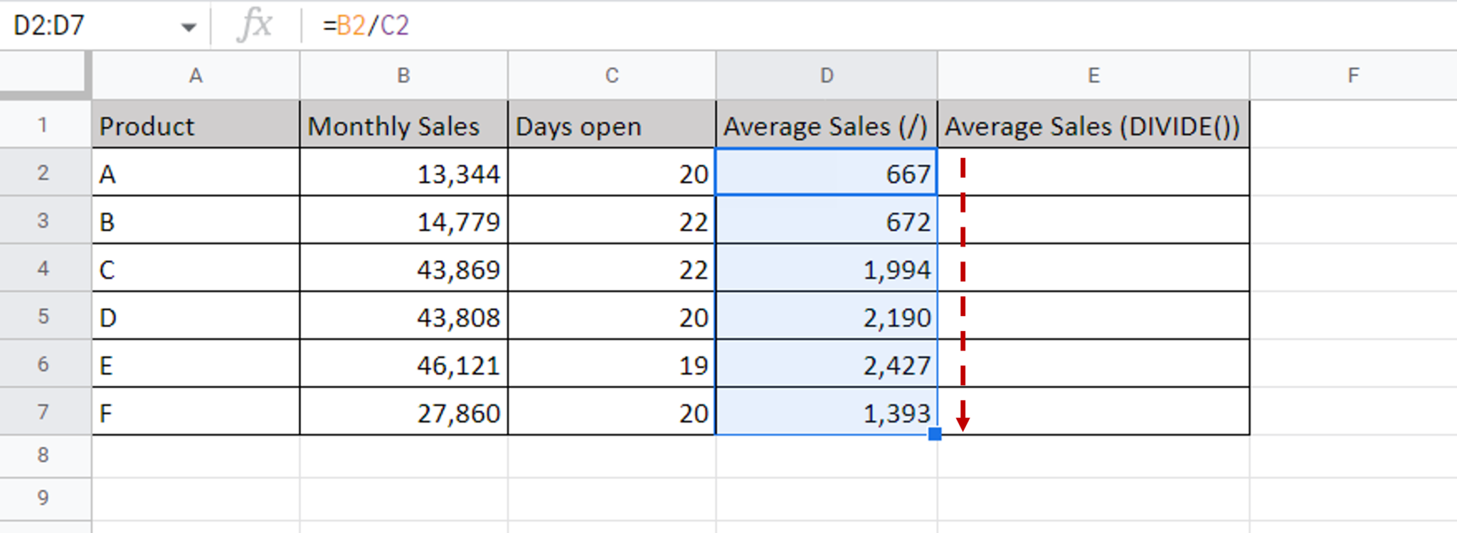 How To Divide On Google Sheets | SpreadCheaters