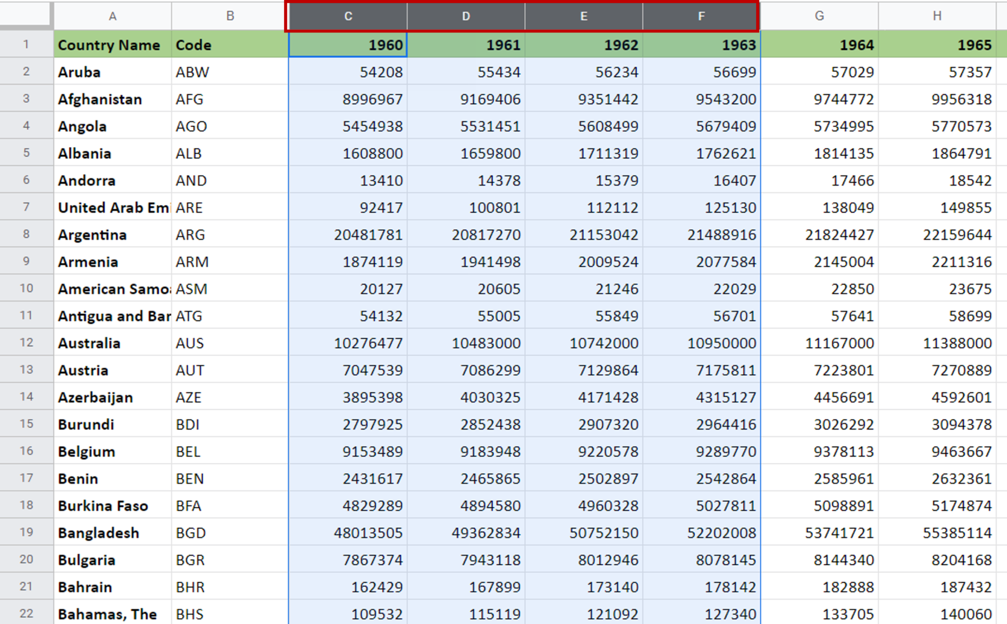 How To Select Multiple Columns In Google Sheets