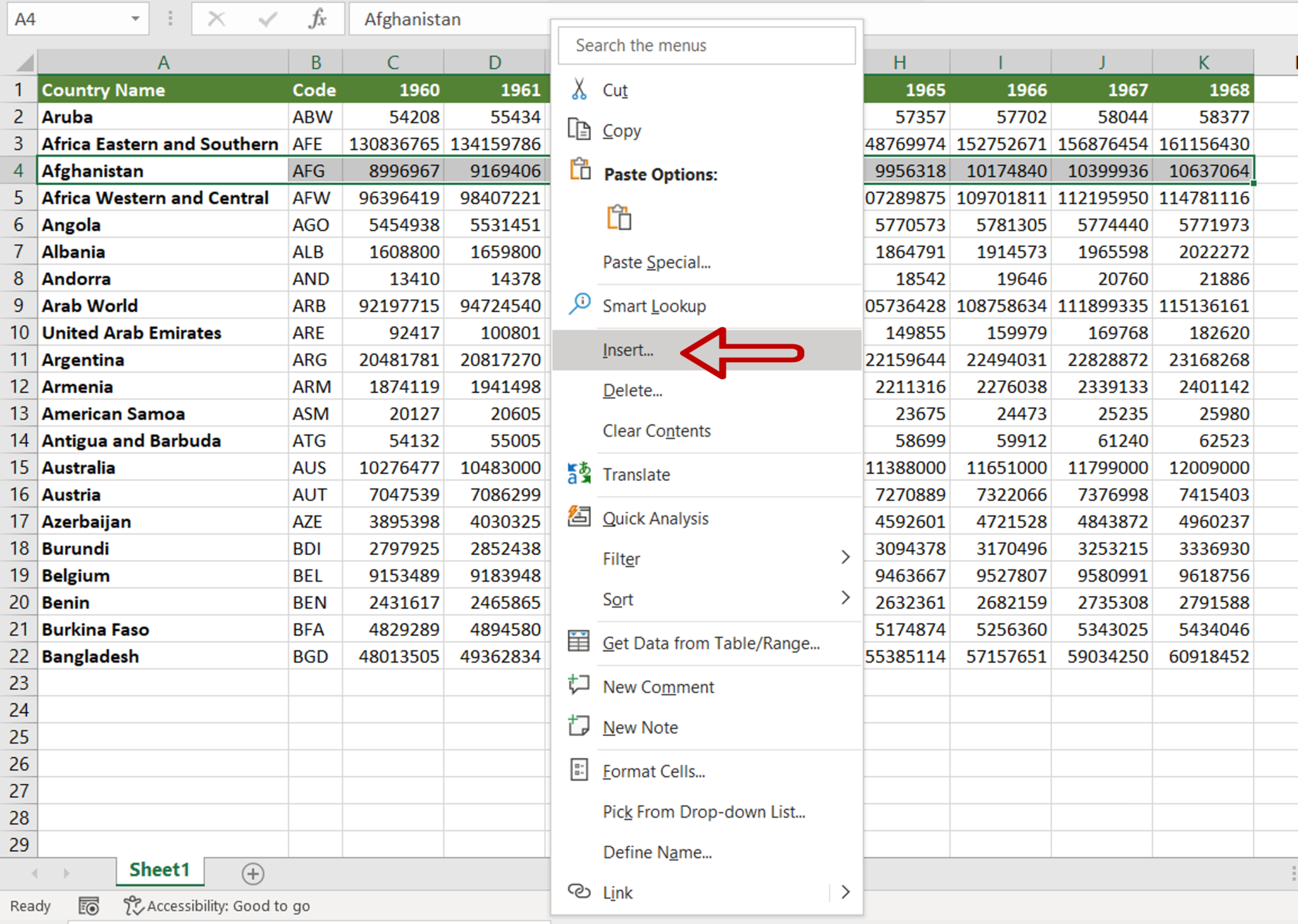 How To Move One Row Down In Excel