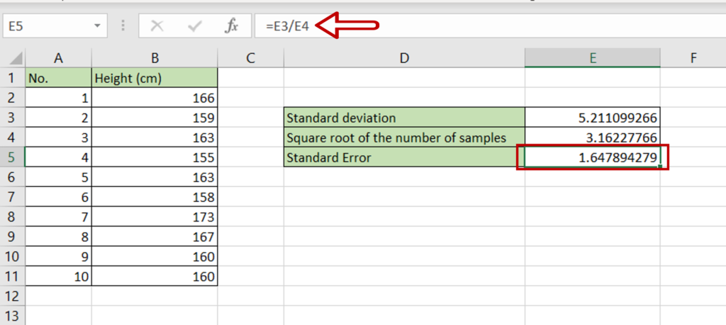 How To Calculate Standard Error In Excel | SpreadCheaters