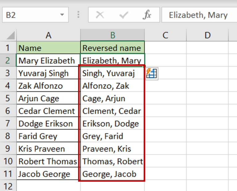 How To Reverse Names In Excel | SpreadCheaters