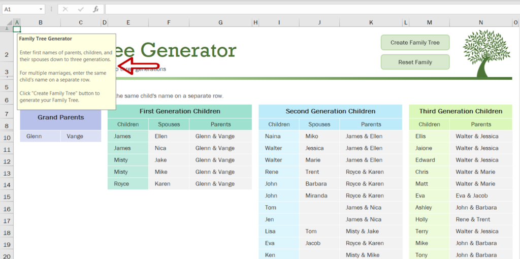 How To Make A Family Tree In Excel | SpreadCheaters