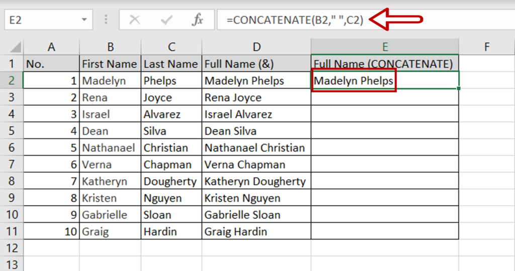 How To Add Text In Excel Cells Together | SpreadCheaters