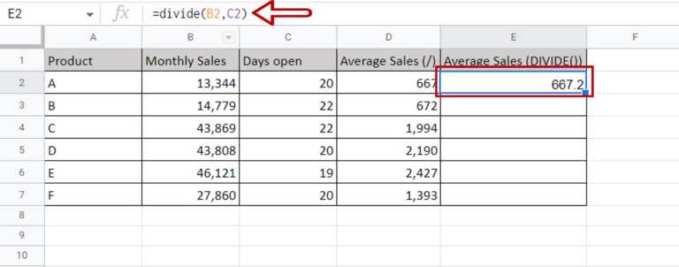 How To Divide On Google Sheets | SpreadCheaters
