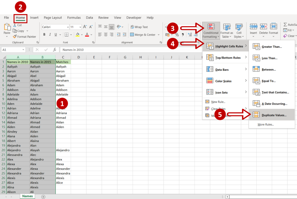 How To Find Matching Cells In Excel | SpreadCheaters