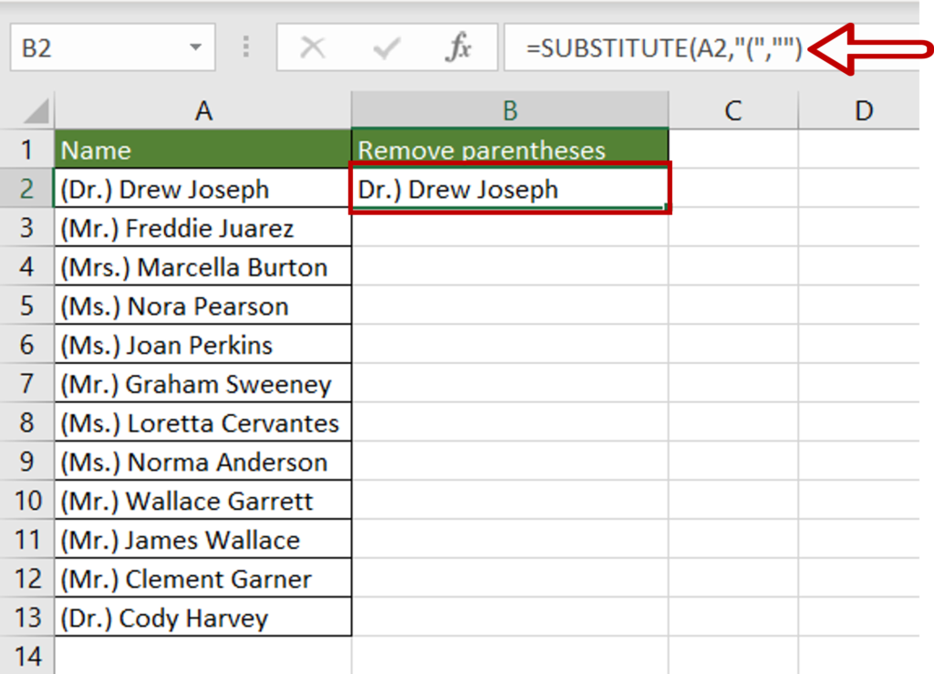 How To Remove Parentheses In Excel 