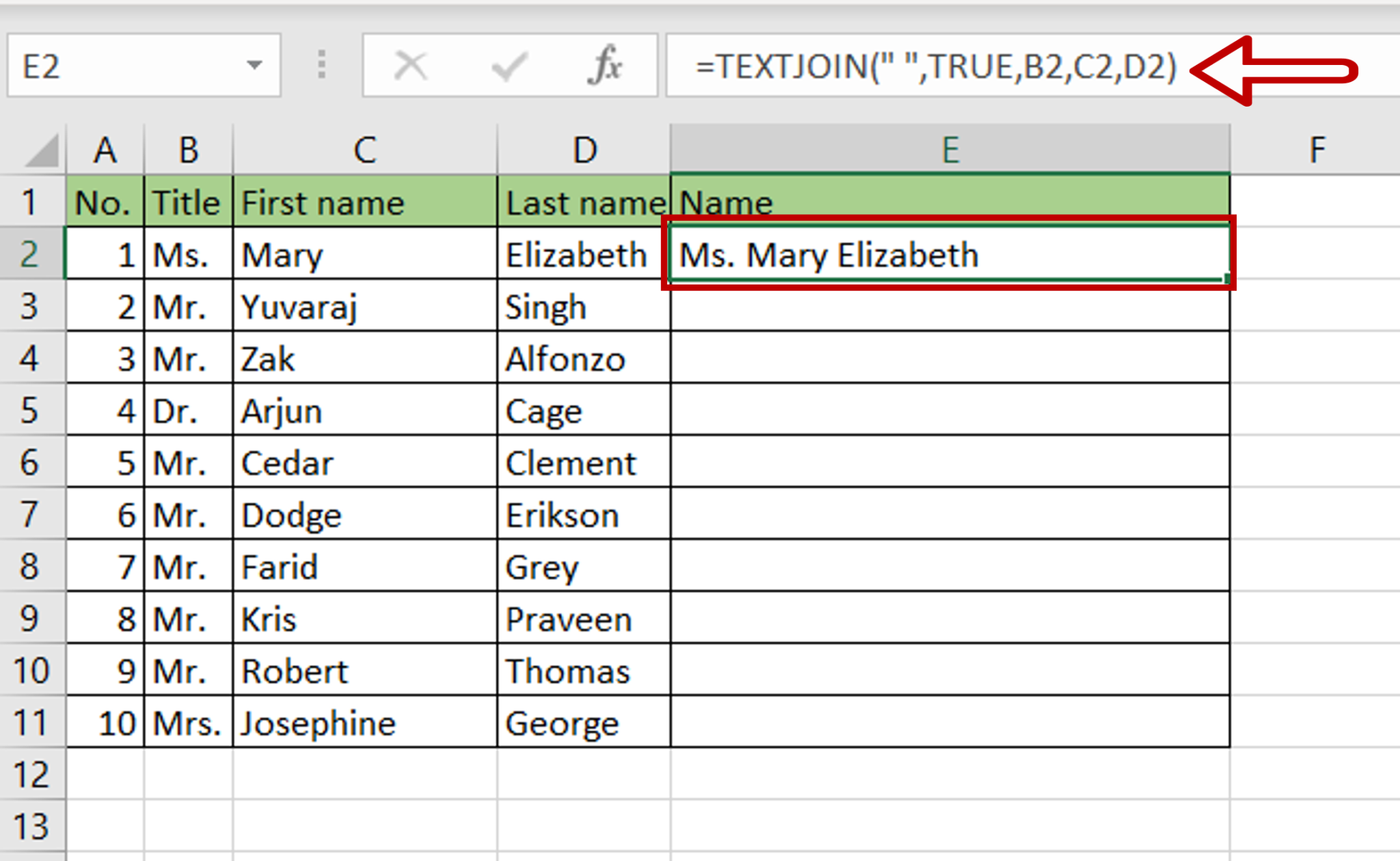 How To Combine Columns In Excel With A Space | SpreadCheaters