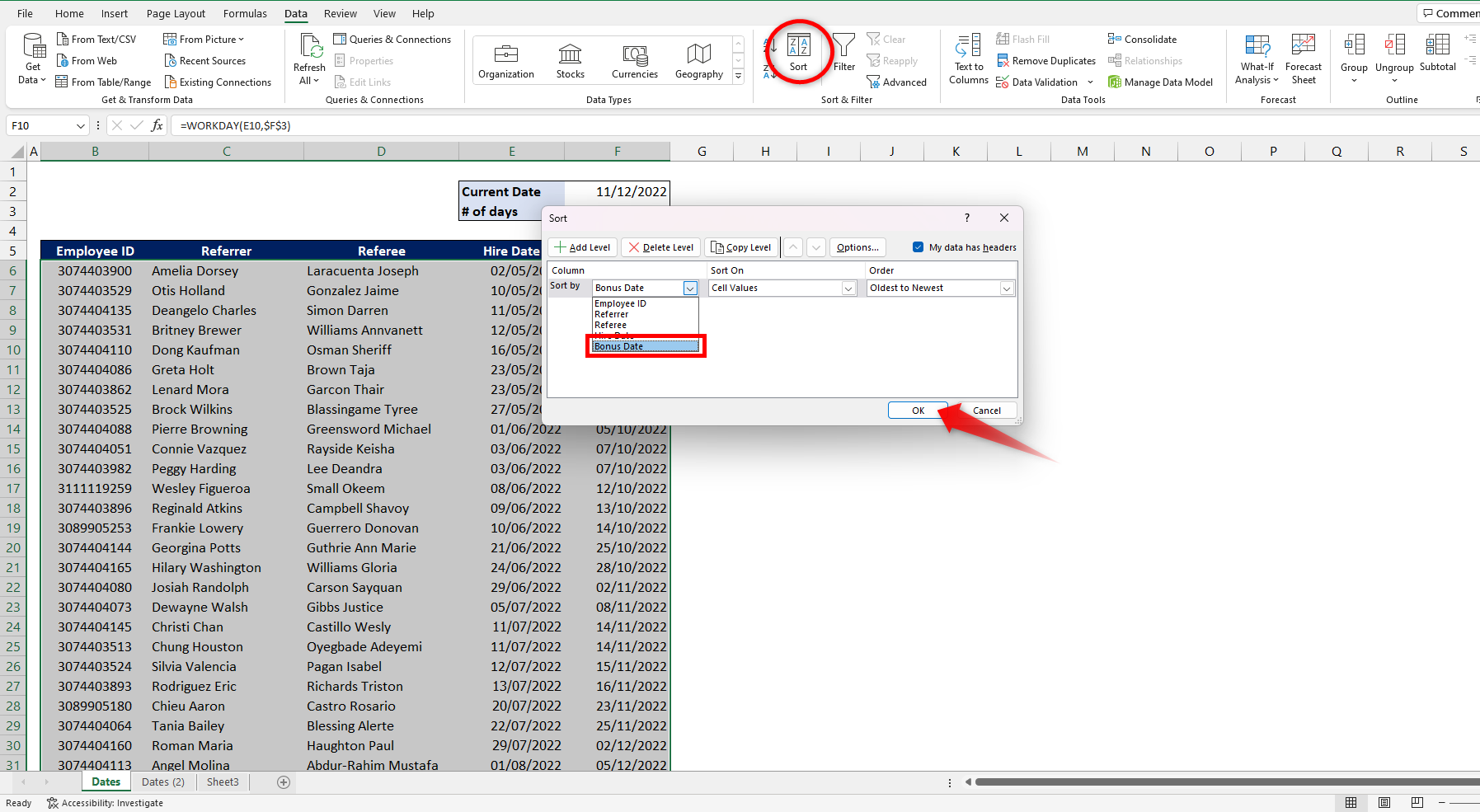 How to calculate 90 days of employment in excel spreadcheaters